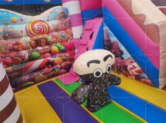 Jiang Yue Custom Candy Style Inflatable Bouncer and Slide Candy House for Sale