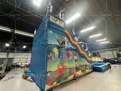 Commercial Attractive Water Slide With Pool Inflatable Shark Water Slide For Sale