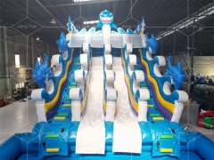 Commercial Attractive Water Slide With Pool Inflatable Shark Water Slide For Sale