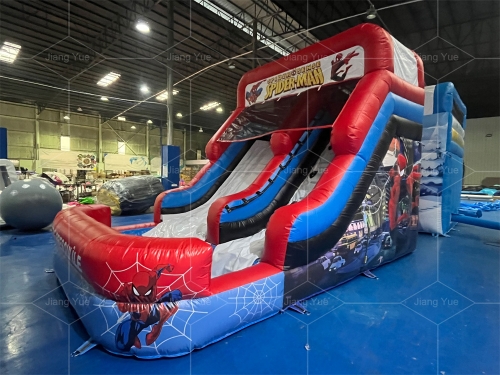 Spiderman Cartoon Dual Lane Inflatable Water Slides