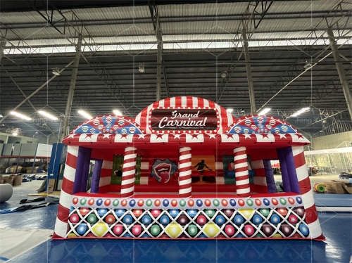 Hot Sale Outdoor Party Inflatable Games 4 In1 Custom Fun Fair Stall Inflatable Carnival Game Booth for Kids